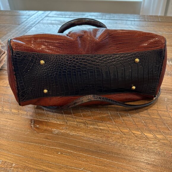 Brahmin Lisa Satchel – Cognac Tri-Texture Leather - Picture 8 of 10